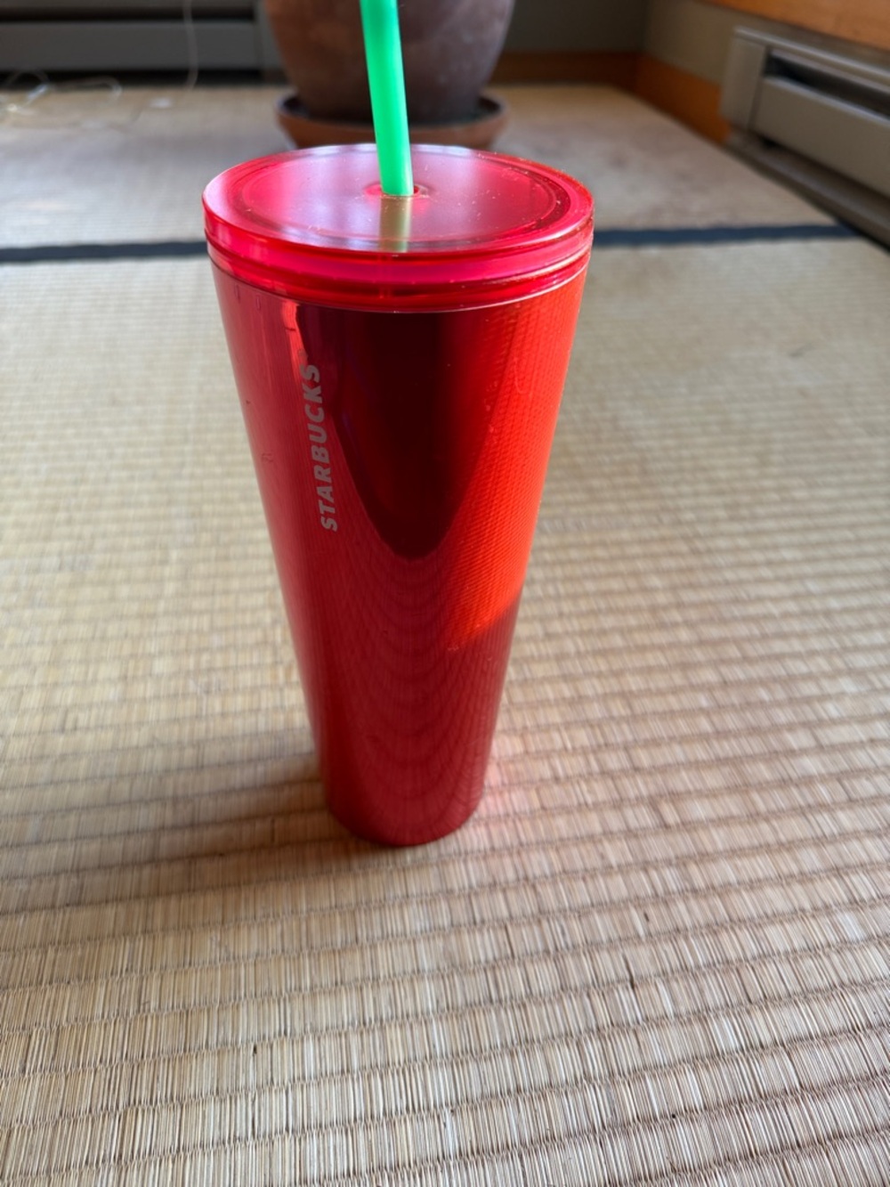 Red Metallic Starbucks 24 oz. Canister